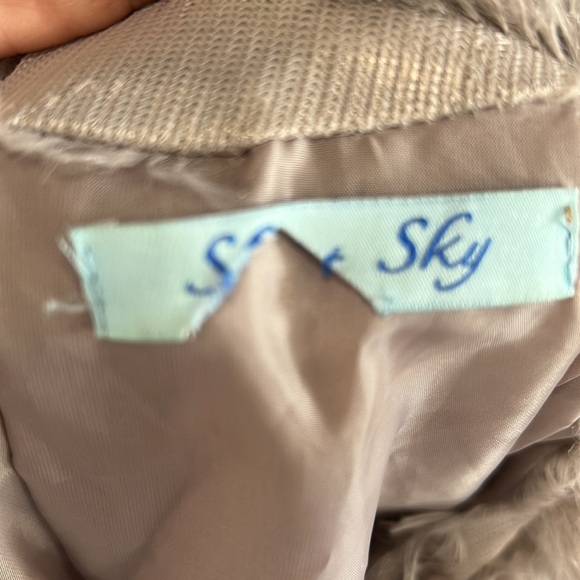 She + Sky Mocha Faux Fur Layered Hippie Shag Open Front Coat Size L‎ (891) - Picture 8 of 13